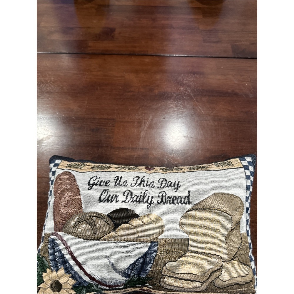 VTG Tapestry  Give Us The Day Our Daily‎ Bread 12x8
